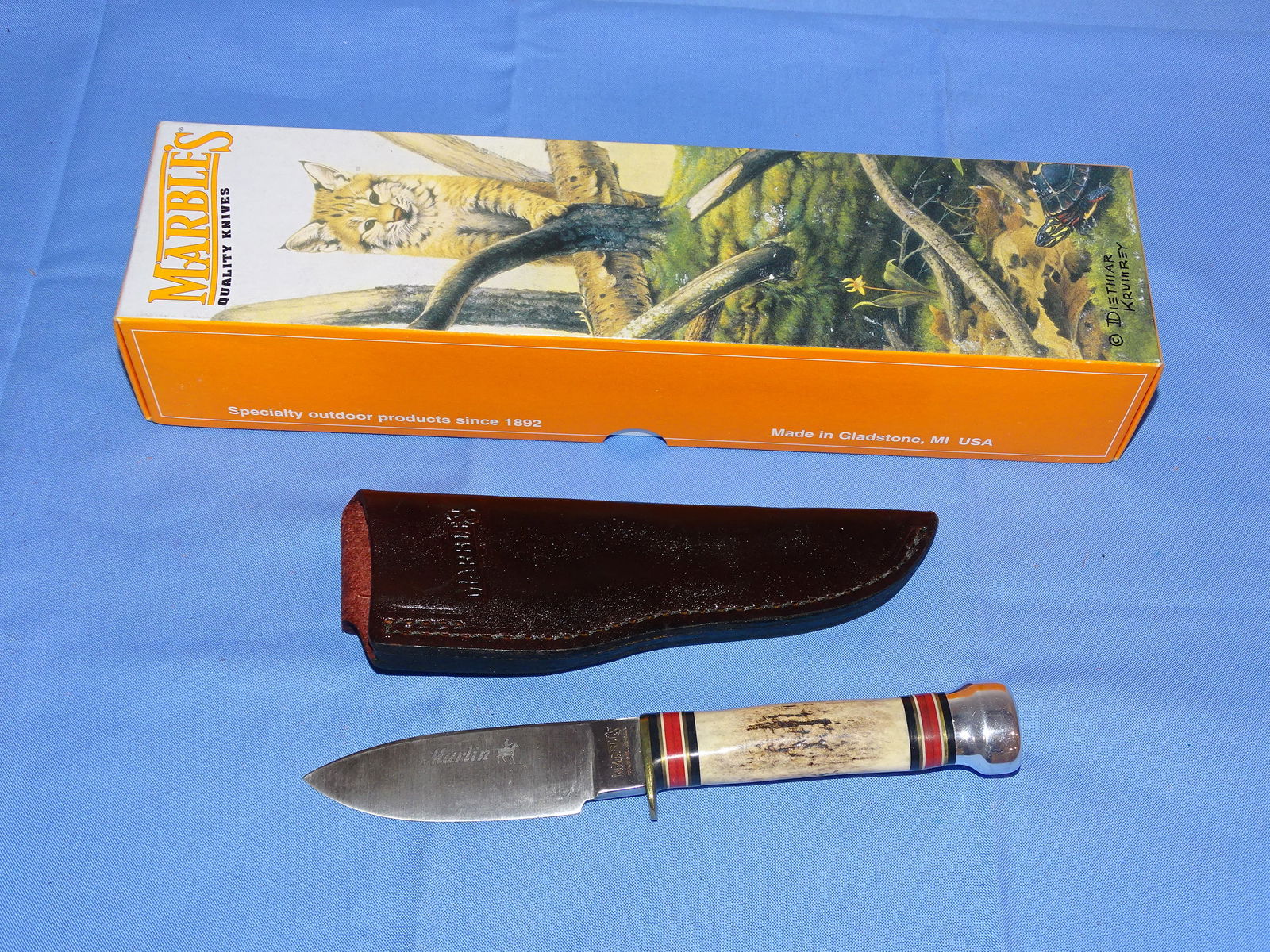 Fixed Blade Knife, MARBLES MARLIN Stag 72138010 (1 of 10)