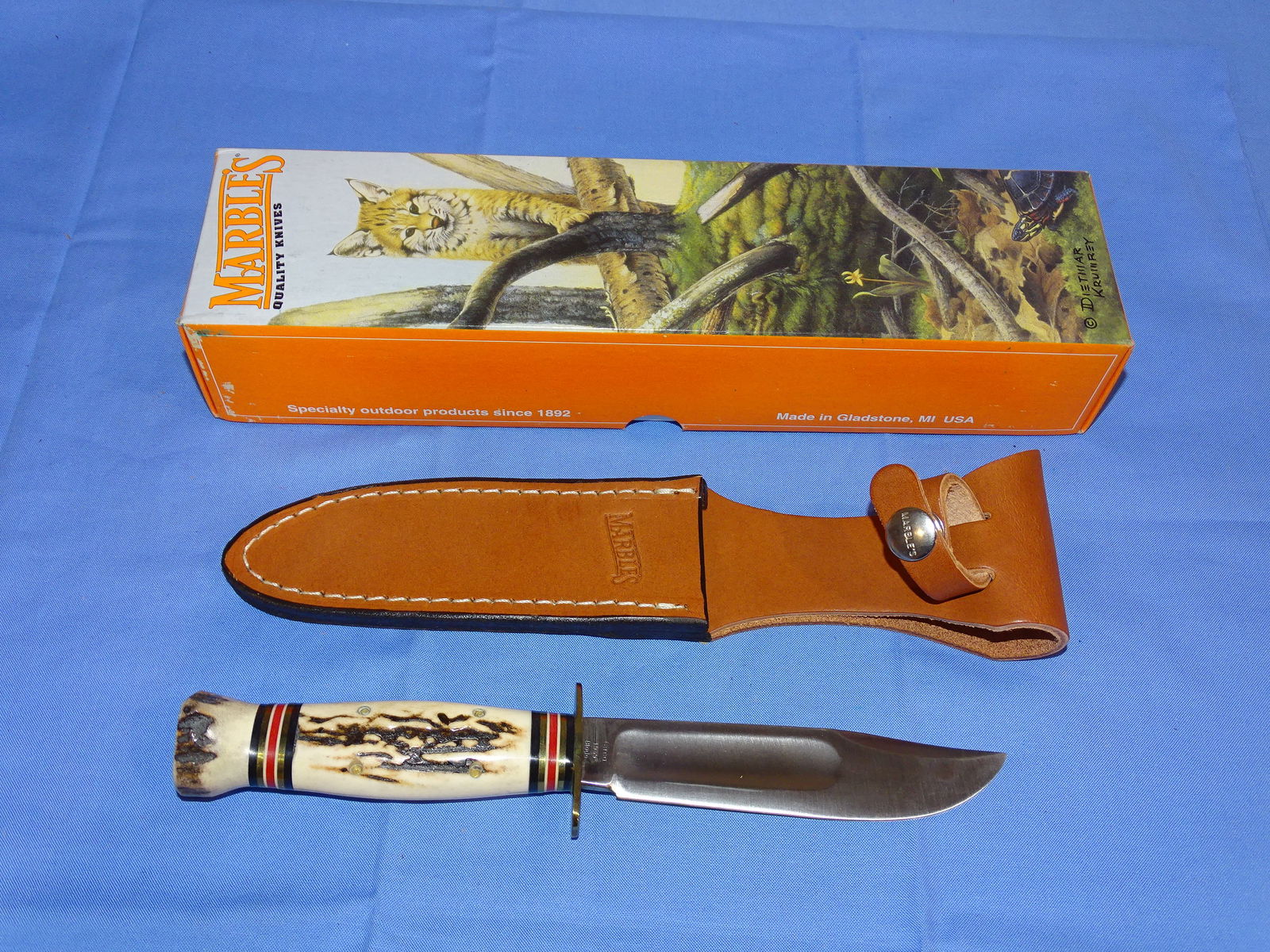 Fixed Blade Knife, MARBLES Pinned Stag MA468280, 1939 Blade (1 of 7)