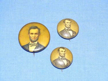 President Abraham Abe Lincoln Pin Back Button Trio
