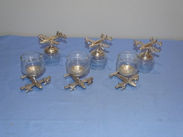 Awesome WWII Trench Art Toasting Shot Glasses, B-25 Mitchell Bomber