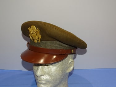 WWII Army Officer's Visor Cap Hat, Bancroft, Named to a LT.