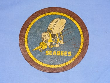 Rare WWII Construction Bn. Seabees CB's Leather Jacket Patch