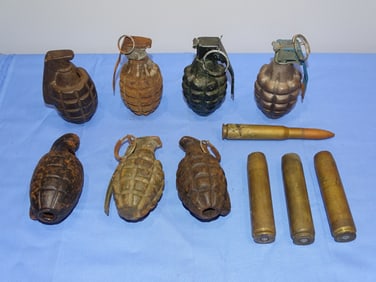 WWI - WWII Practice Hand Grenade & Shell Lot