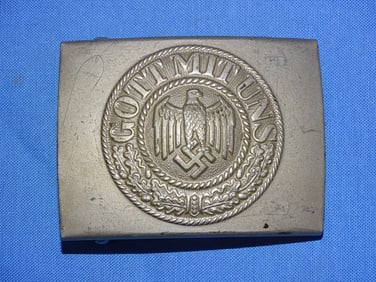 WWII German Belt Buckle, Army Heer Enlisted Man, Christian Dicke 1943