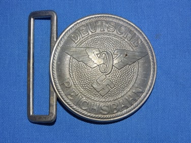 WWII German Belt Buckle, Deutsche Reichsbahn Bahnpolizei Railway Officer, Assmann DRGM 43