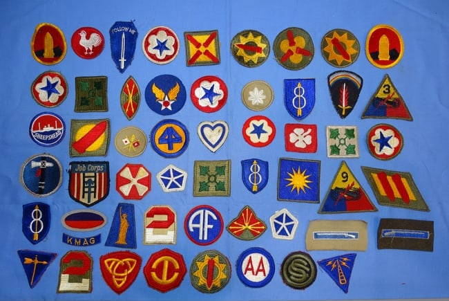 WWII U.S. ARMY Divisional, Armored, AAF Patch Lot (1 of 10)