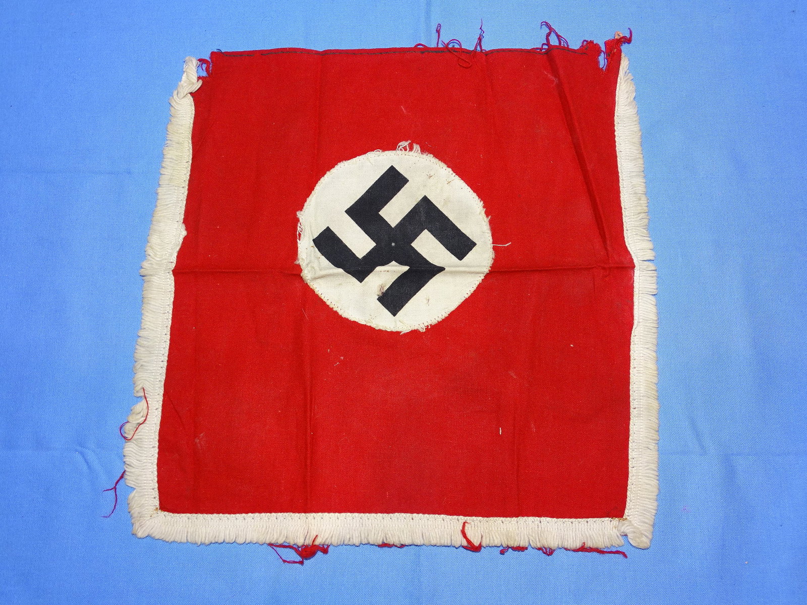 Unusual Small Size WWII German Nazi Podium Banner Flag: UNUSUAL MINIATURE SIZED FRINGED PODIUM BANNER TYPE FLAG.