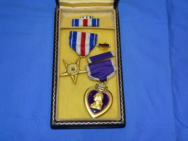 WWII Purple Heart & Silver Star Medal, Named to Same Man