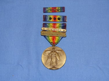 WWI Victory Medal w/ 3 Bars & Ribbons