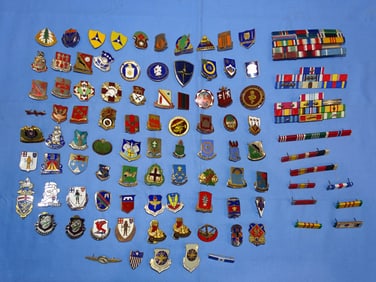 WWII - Vietnam Era Unit Crest, Di DUI & Ribbon Bar Lot, 80+