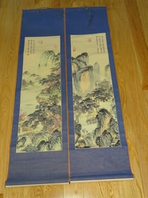Lot of 4 Hand Painted Chinese Scrolls
