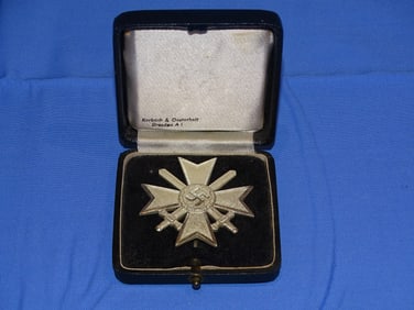 WWII German Medal, Cased War Merit Cross w/ Swords 1st Class, "62" Kerbach & Oesterhelt