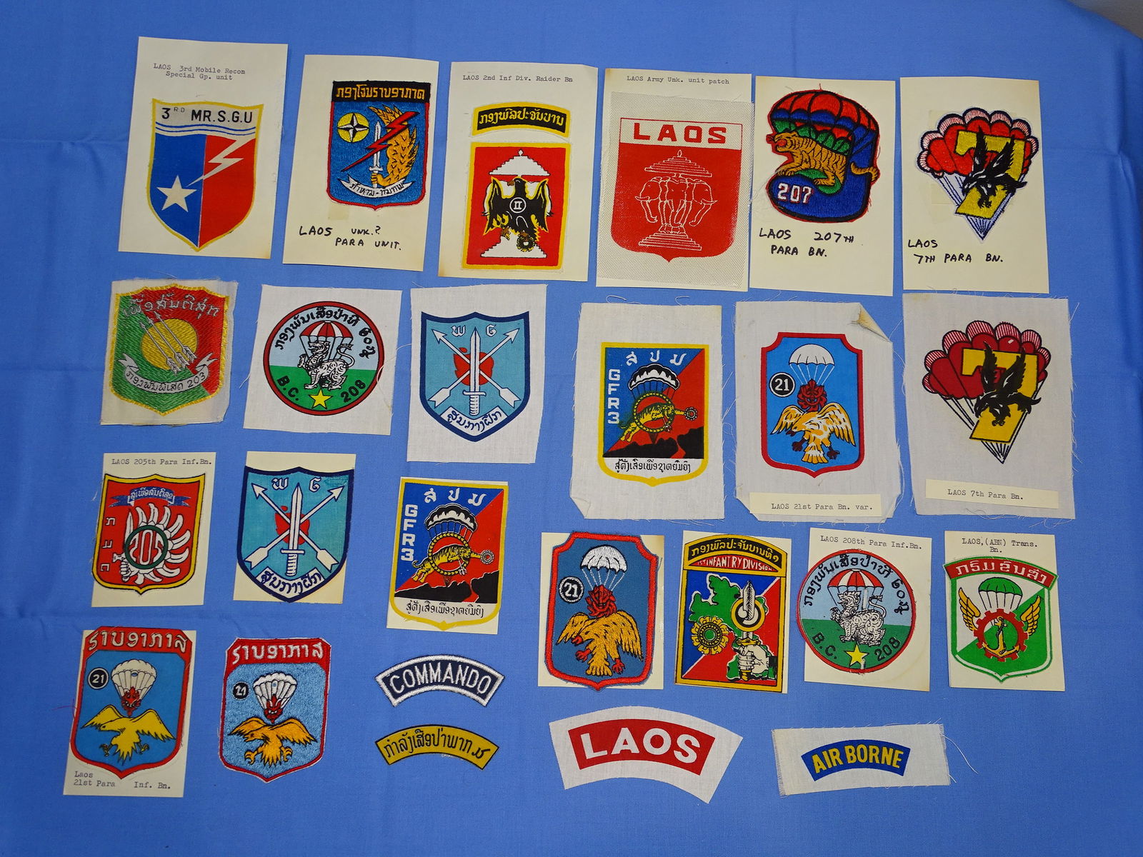 Vietnam War Paratrooper Special Forces Patch, Tab, Insignia Lot, LAOS (1 of 5)