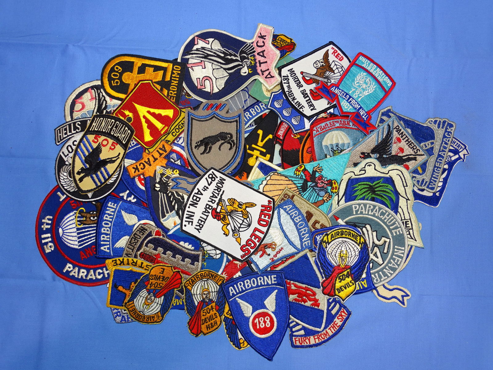 WWII Veteran & Reunion Airborne Paratrooper Unit Patch Lot, 65+ (1 of 6)