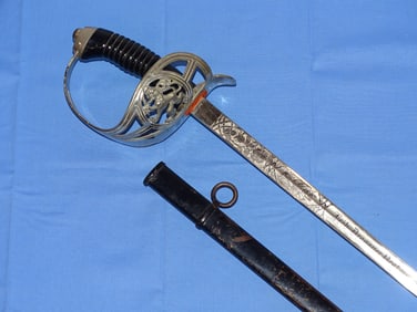 WWI Era German Dress Sword, Unit Marked, Triple Engraved Blade, Dragoon Reg't