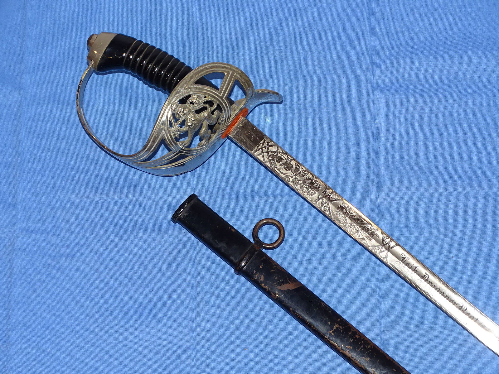 WWI Era German Dress Sword, Unit Marked, Triple Engraved Blade, Dragoon Reg't (1 of 16)
