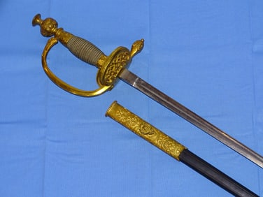 Minty WWI Era Imperial German Dress Court Sword, Folding Guard, Triple Engraved, WK&Co