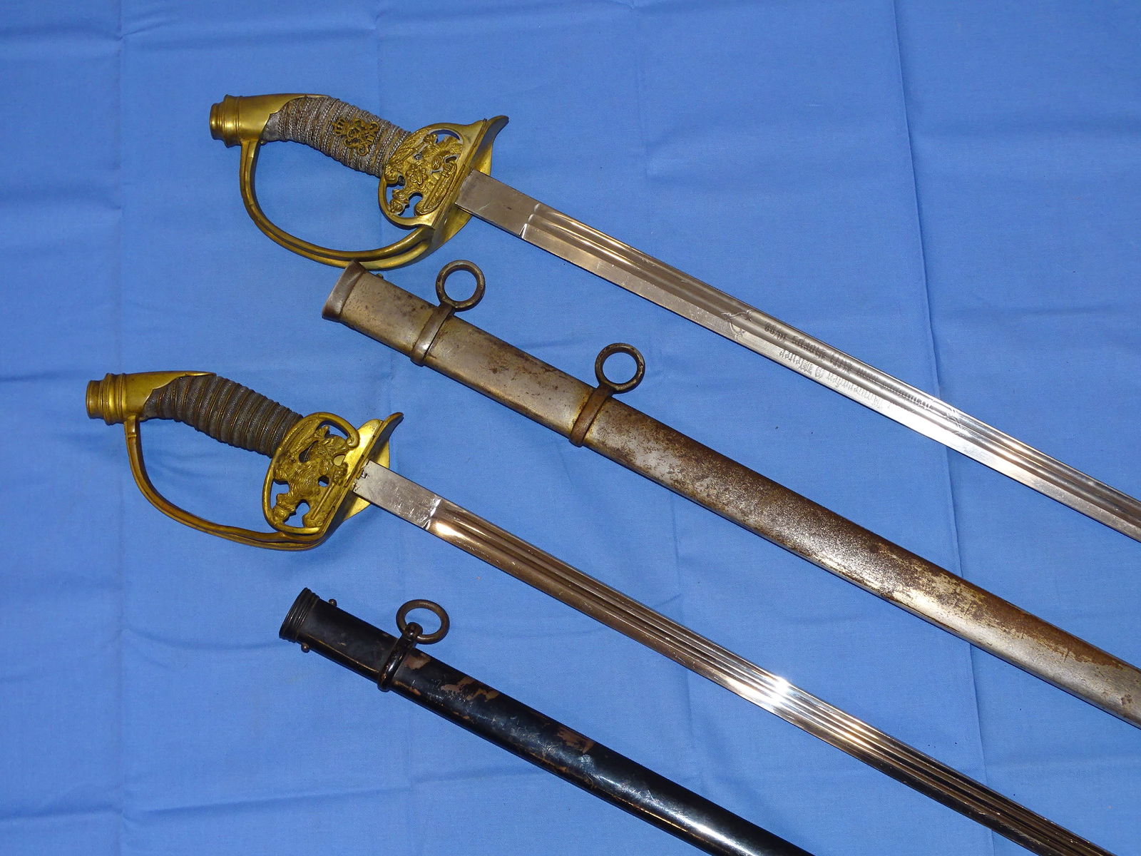 WWI Era Imperial German Dress Sword Pair w/ Folding Guards (1 of 12)