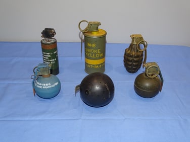 WWII - Vietnam War Era INERT / DEWAT Hand Grenade Lot