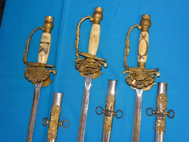Very Nice Fraternal, Masonic IOOF Odd Fellows Sword Lot of 3