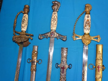 Very Nice Fraternal, Masonic IOOF Odd Fellows Sword Lot of 3