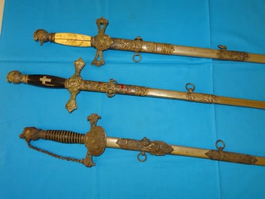 Nice Fraternal, Masonic IOOF Odd Fellows Knight Templar Sword Lot of 3