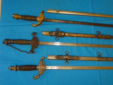 Nice Fraternal, Masonic IOOF Odd Fellows Knight Templar Sword Lot of 3