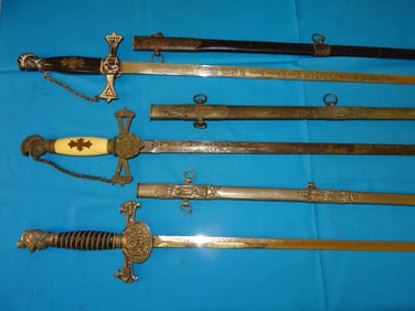 Nice Fraternal, Masonic IOOF Odd Fellows Knight Templar Sword Lot of 3