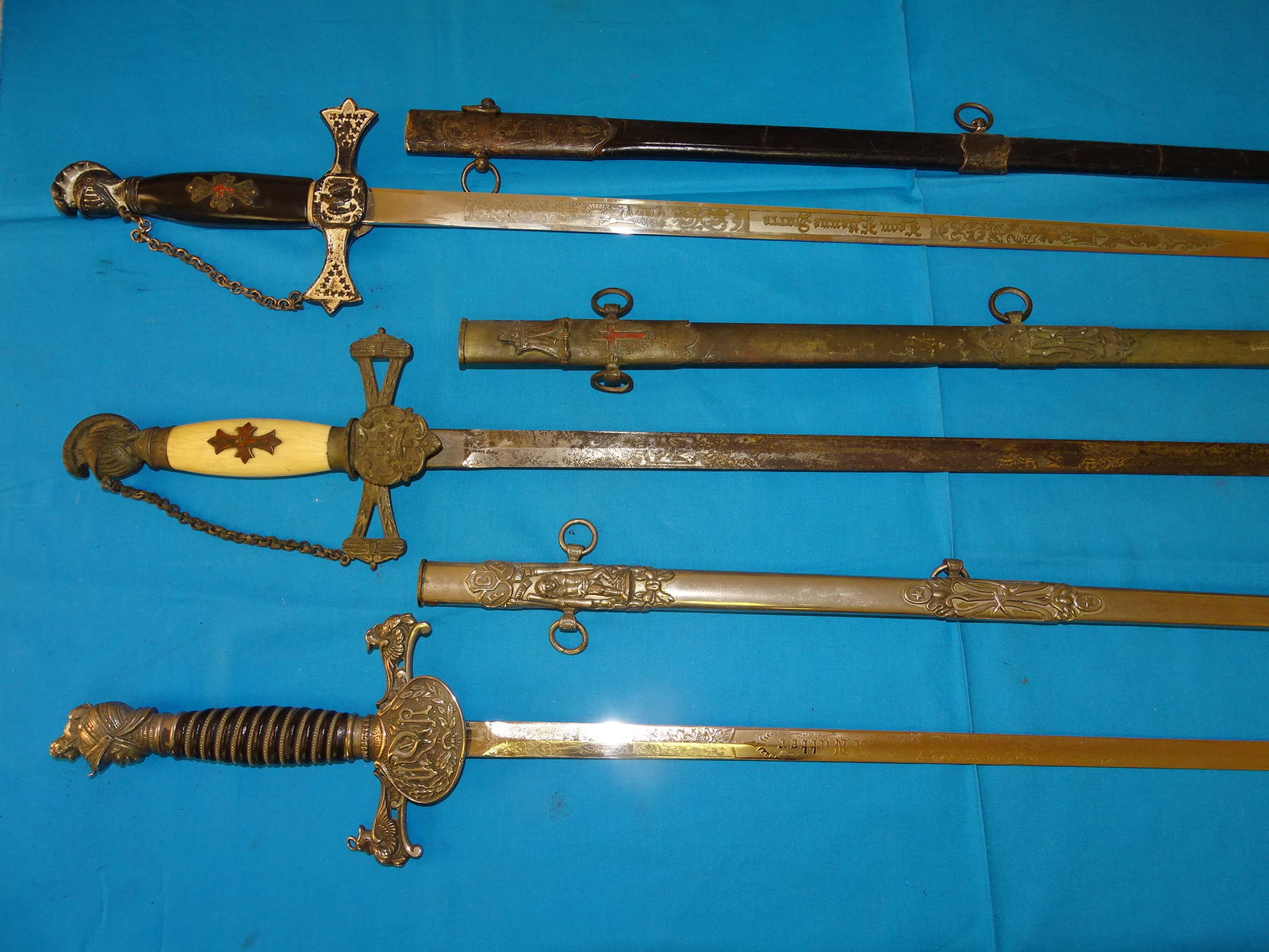 Nice Fraternal, Masonic IOOF Odd Fellows Knight Templar Sword Lot of 3 (1 of 4)