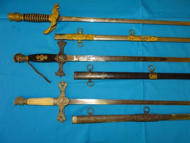 Nice Fraternal, Masonic IOOF Odd Fellows Knight Templar Sword Lot of 3