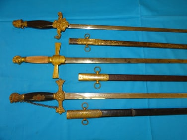 Nice Fraternal, Masonic IOOF Odd Fellows Knight Templar Sword Lot of 3