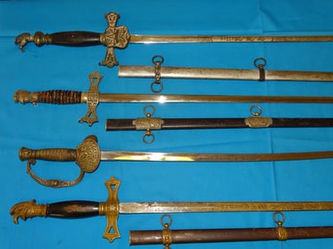 Nice Fraternal, Masonic IOOF Odd Fellows Knight Templar Sword Lot of 4