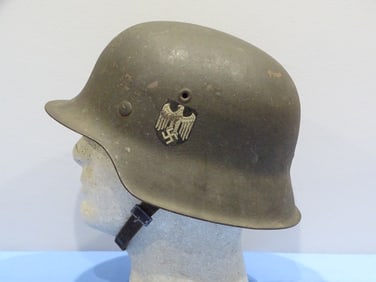 Nice WWII German Nazi Army Heer M42 Single Decal Helmet, ET64 Named