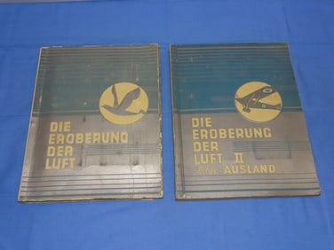 Pre-WWII German Cigarette Book Pair Flight Aviation, DIE EROBERUNG DER LUFT, Vol's I & II