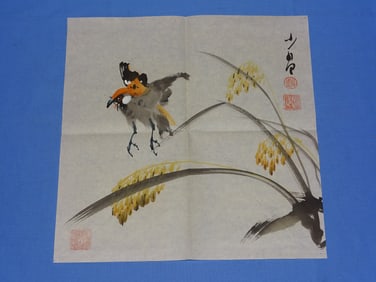 Chinese Painting on Paper, Flowers & Bird