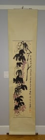 Chinese Scroll Painting on Paper of Flowers, QI BAISHI