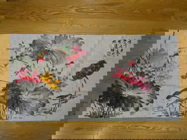 Chinese Painting on Paper of Flowers & Birds