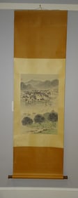 Chinese Scroll Painting on Paper of a River Scene Landscape