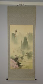 Chinese Scroll Painting on Paper of a Landscape