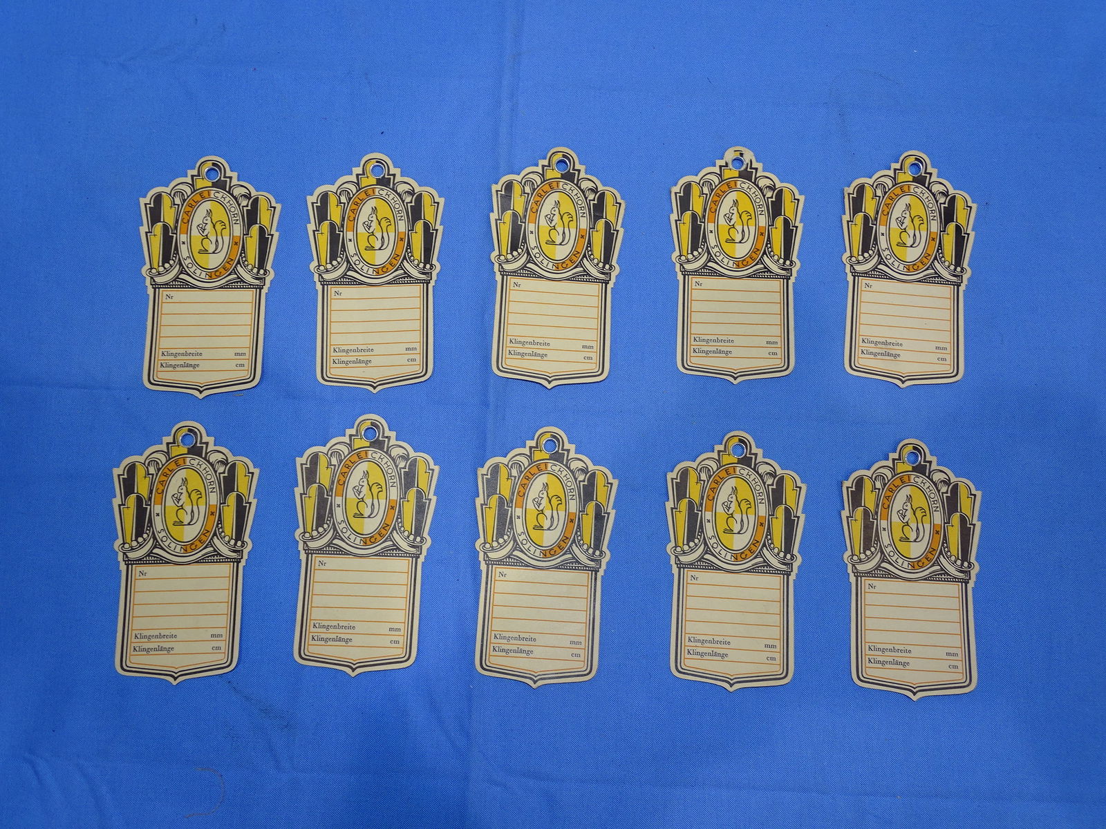 WWII German Carl EICKHORN Solingen Factory Dagger / Sword Hang Tags Lot of 10 (1 of 5)