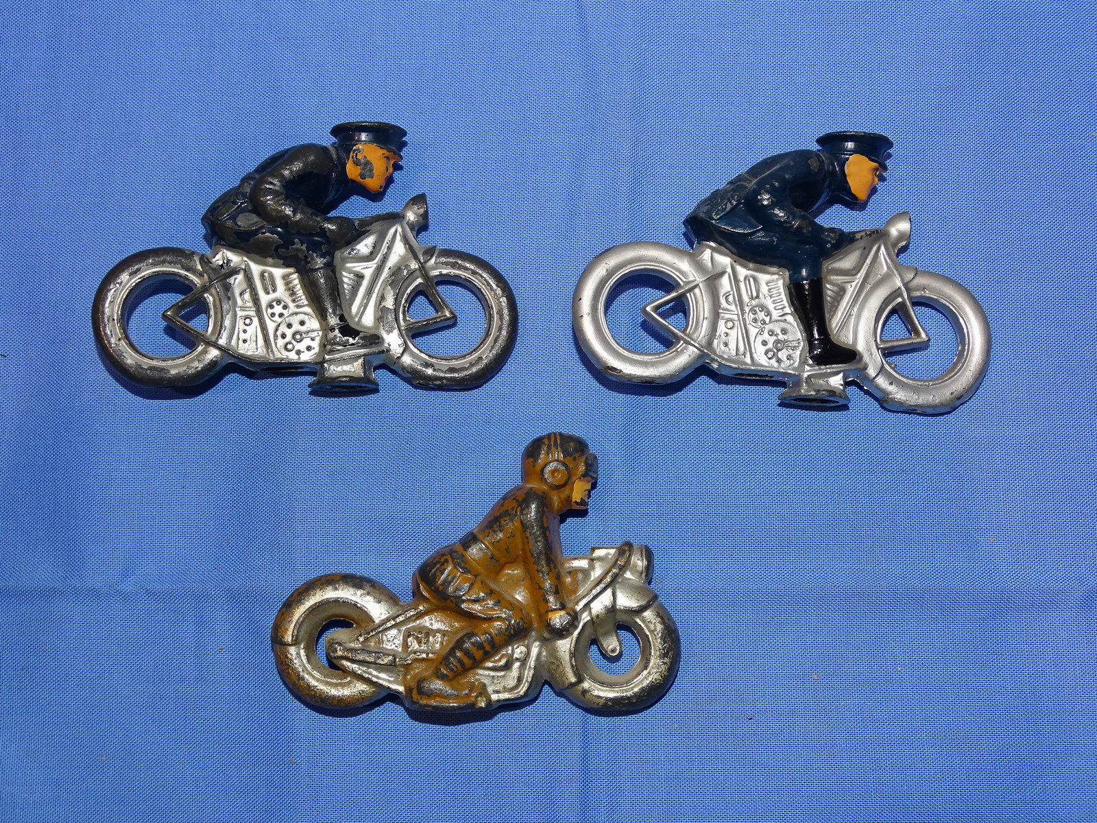 Vintage Lead Soldier Motorcycle Lot: NICE LOT OF 3 LEAD SOLDIER / MOTORCYCLISTS.