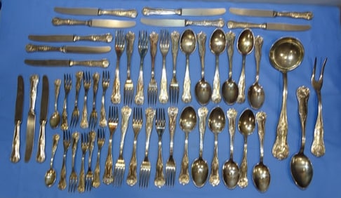 Flatware Silver Service ARG 800 Marked Italian KINGS Pattern Silverplate