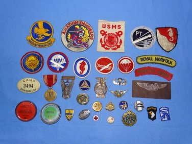 WWII Military Patch, Pin, Insignia Lot