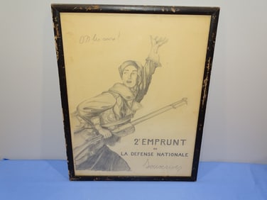 WWI French HAND DRAWN Pencil Sketch of Soldier, NOT A POSTER !