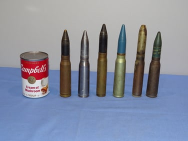 Inert / Dewat Ordnance, WWII - Vietnam War Era 20mm Artillery Shell Lot