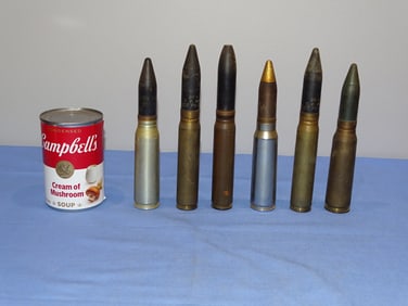 Inert / Dewat Ordnance, WWII - Vietnam War Era 20mm Artillery Shell Lot