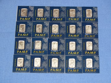 PAMP Suisse 1 gram Platinum Bullion Mini Bar Lot of 20