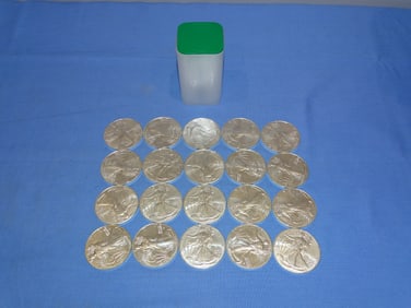 2022-W American Eagle Silver Bullion Coin Lot, Full Roll of 20