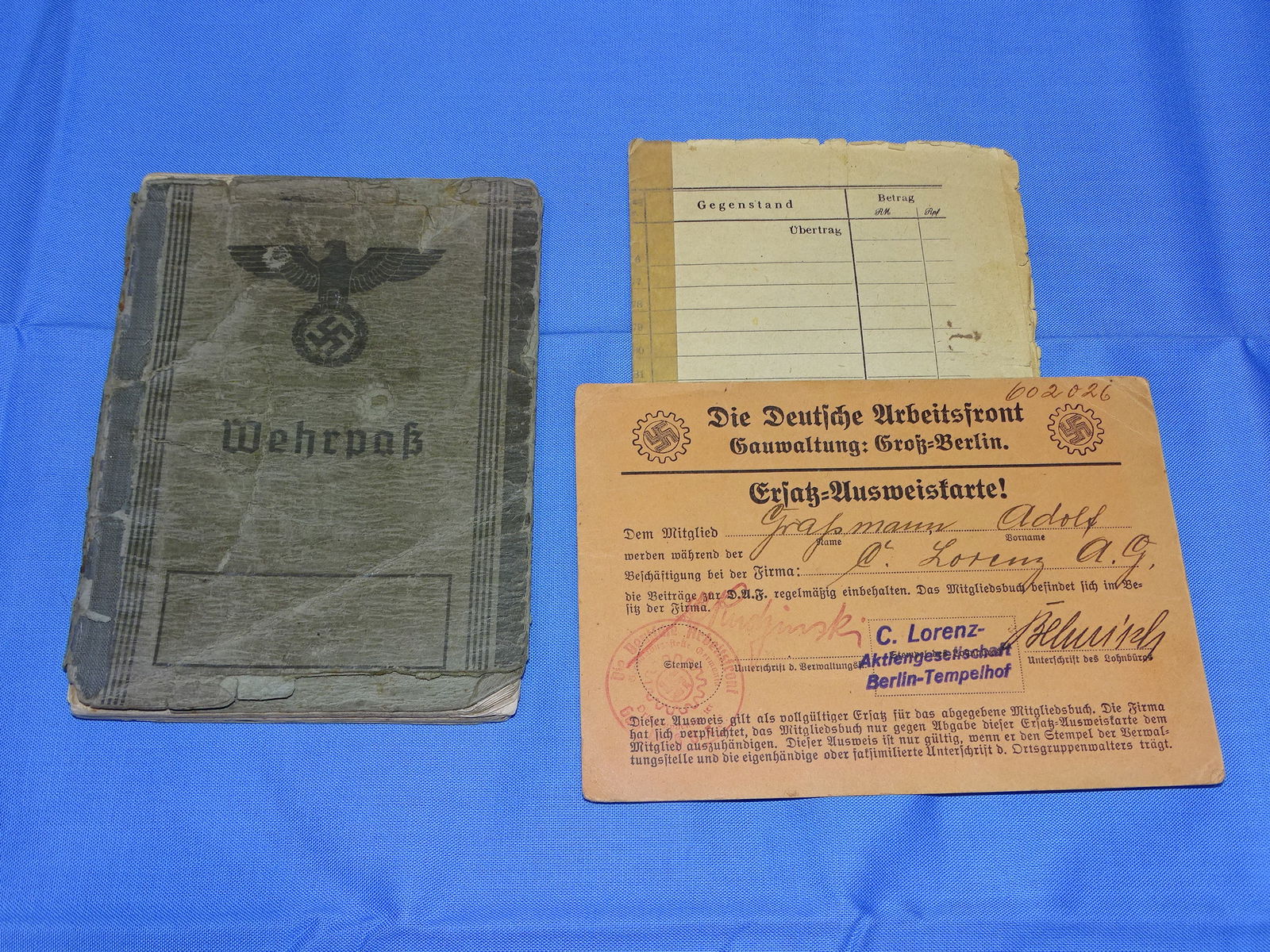 WWII German WEHRPASS ID Booklet & Document (1 of 17)
