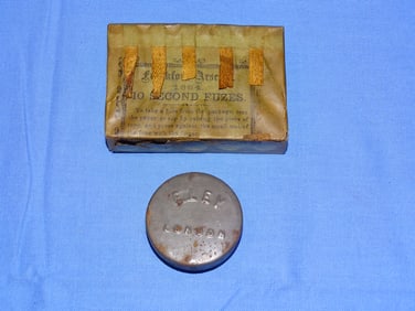 Civil War Era 1864 Frankfort Arsenal Artillery Fuse & ELEY London Percussion Caps